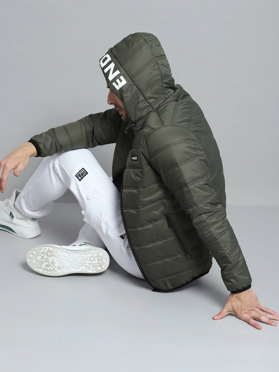 Rock.it Men Olive Printed Hooded Full Sleeve Jacket - Image 6