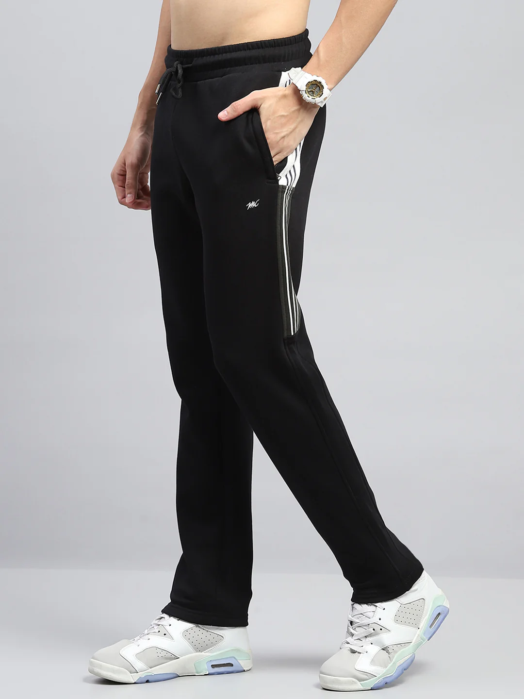 Men Olive Printed Mock Neck Full Sleeve Winter Tracksuit - Image 7