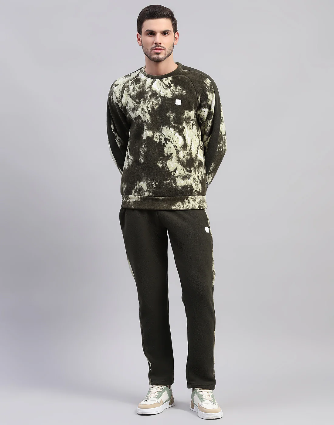 Rock.it Men Olive Printed Round Neck Full Sleeve Tracksuit - Image 2