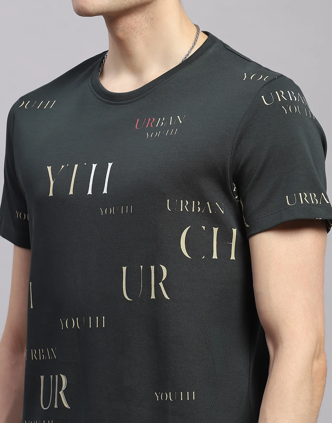 Men Olive Printed Round Neck Half Sleeve Bermuda Set - Image 7