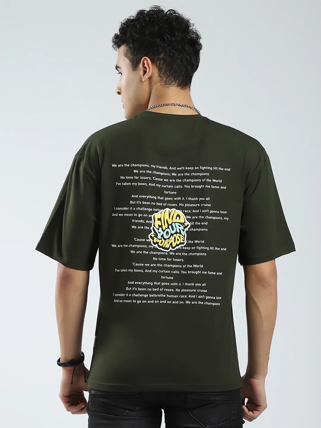 Rock.it Men Olive Printed Round Neck Half Sleeve T-Shirt - Image 5