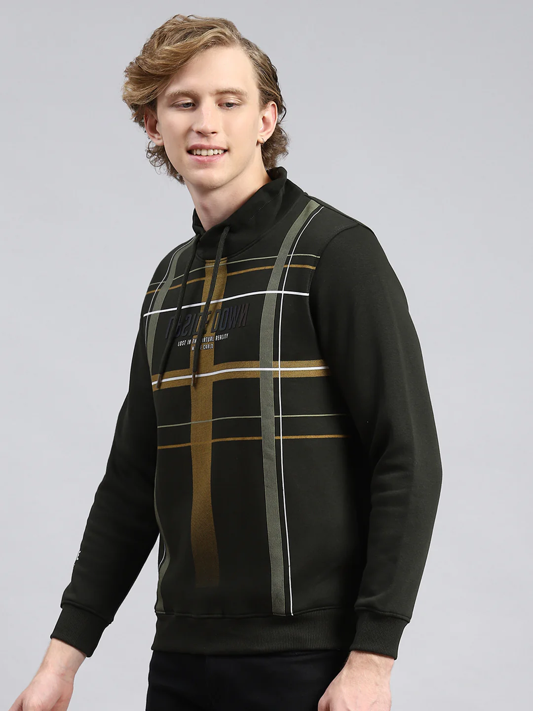 Men Olive Printed Sweatshirt - Image 4
