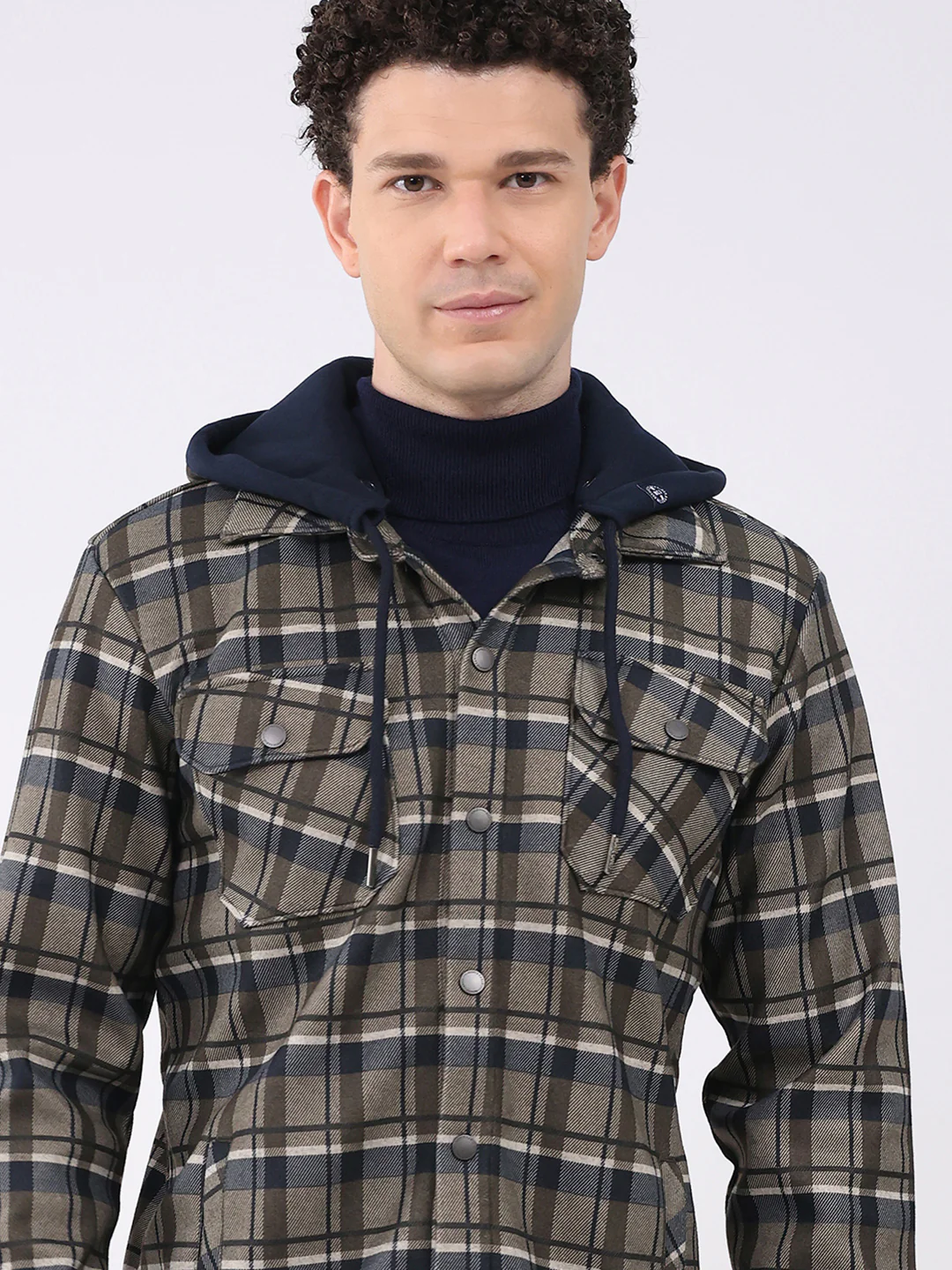 Men Olive Self Design Hooded Full Sleeve Sweatshirt - Image 7