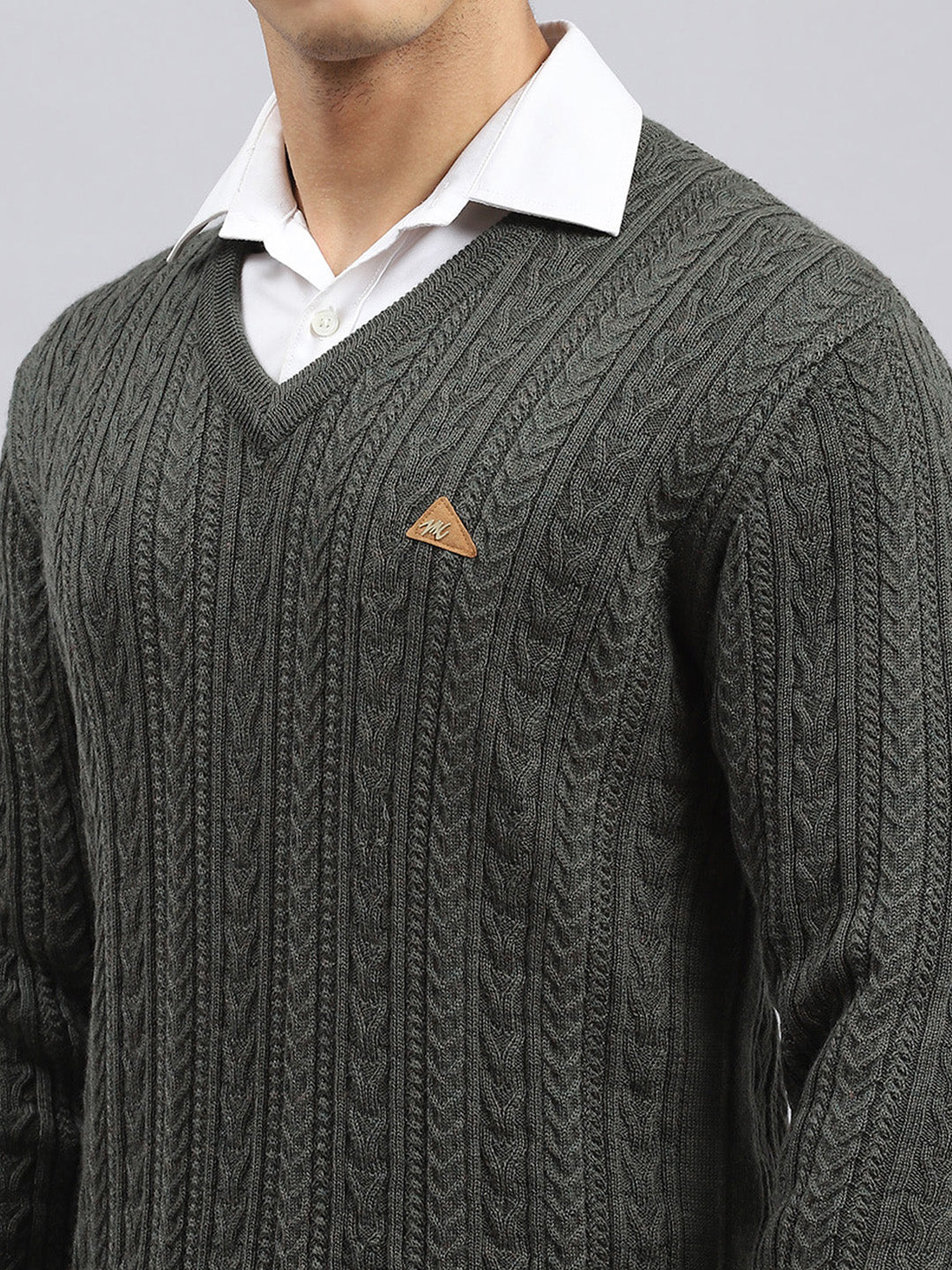 Men Olive Self Pullover - Image 6