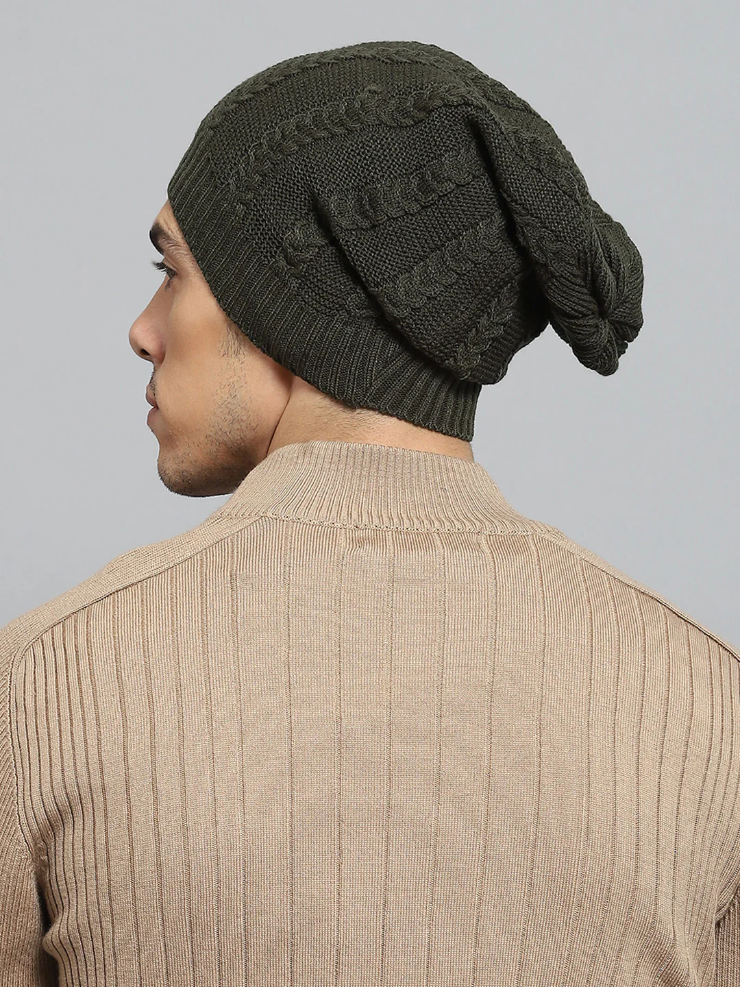 Men Olive Solid Cap - Image 5