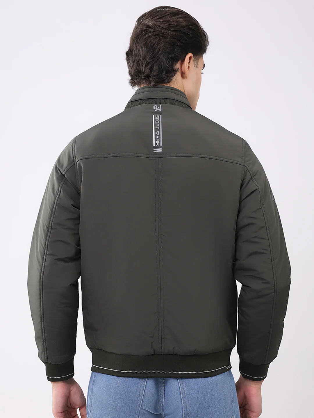 Men Olive Solid Collar Full Sleeve Jacket - Image 5