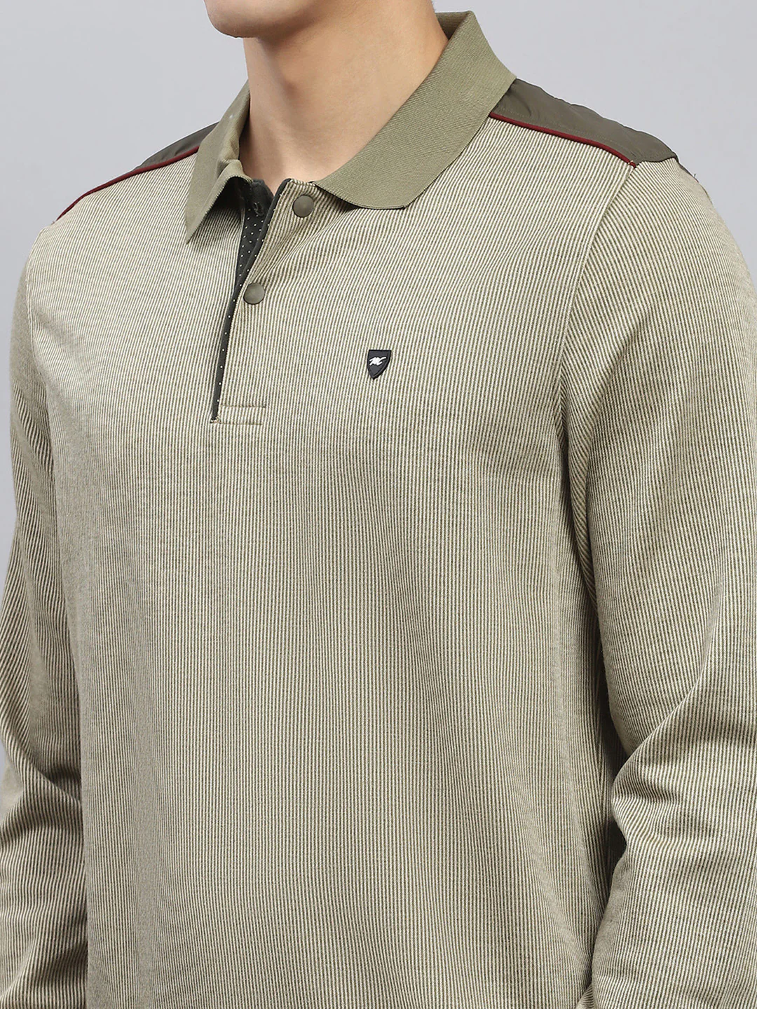 Luxuria Men Olive Solid Collar Full Sleeve Winter T-Shirt - Image 7