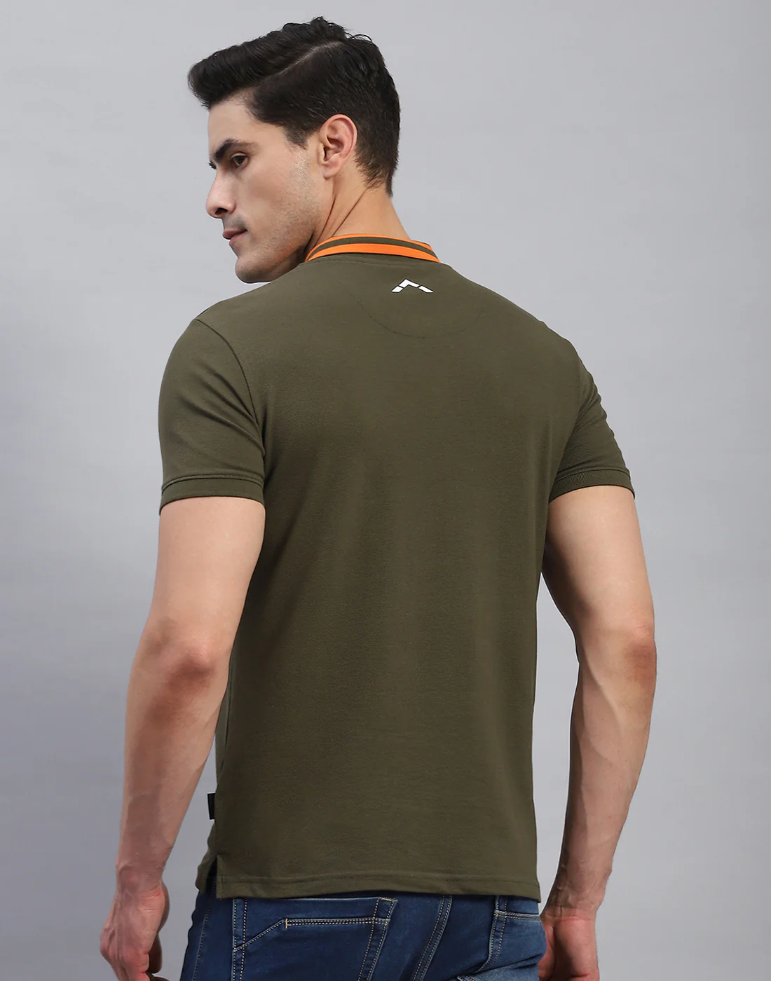 Rock.it Men Olive Solid Collar Half Sleeve T-Shirt - Image 5