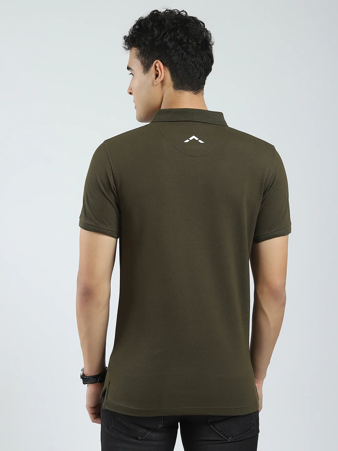 Rock.it Men Olive Solid Collar Half Sleeve T-Shirt - Image 5