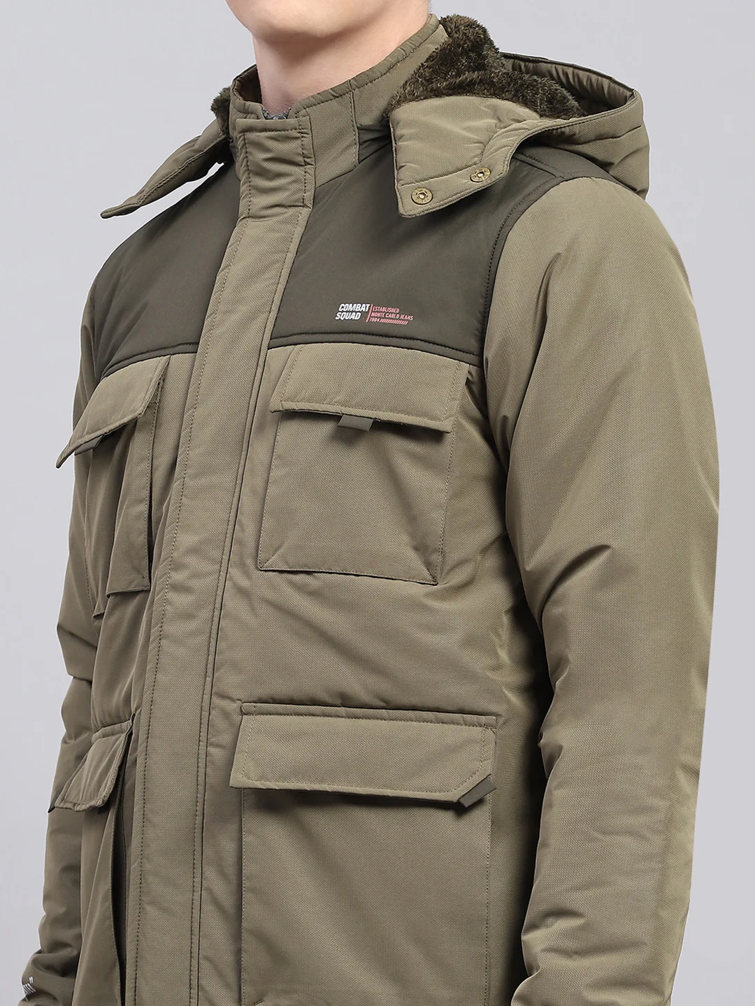 Men Olive Solid Detachable Hood Full Sleeve Jacket - Image 7