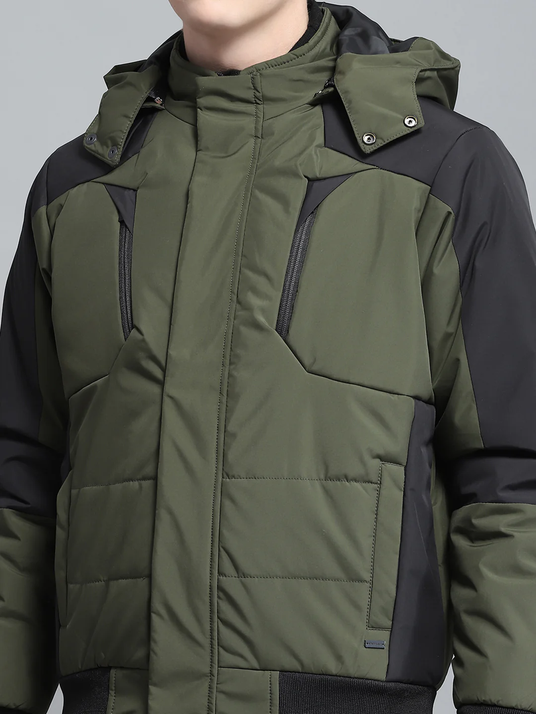 Men Olive Solid Detachable Hood Full Sleeve Jacket - Image 9