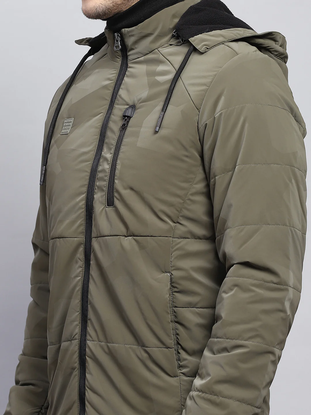 Men Olive Solid Detachable Hood Full Sleeve Jacket - Image 8