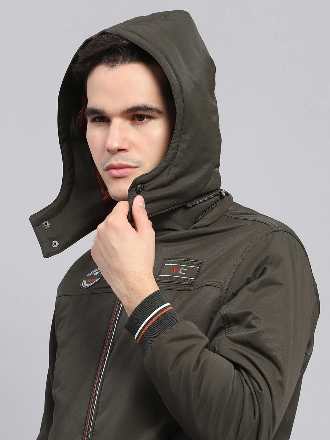 Men Olive Solid Detachable Hood Full Sleeve Jacket - Image 7