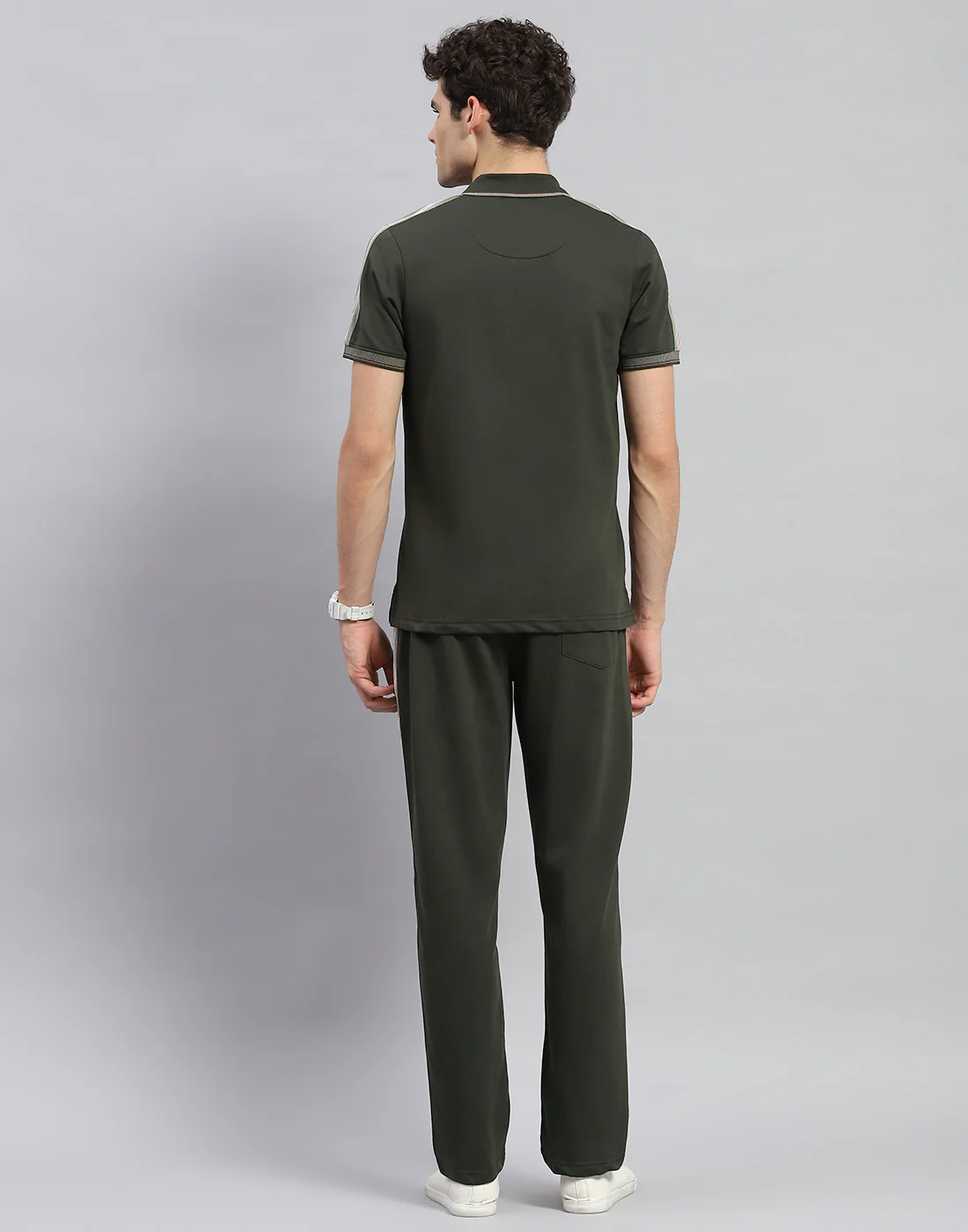 Men Olive Solid  Half Sleeve Lower Set - Image 5