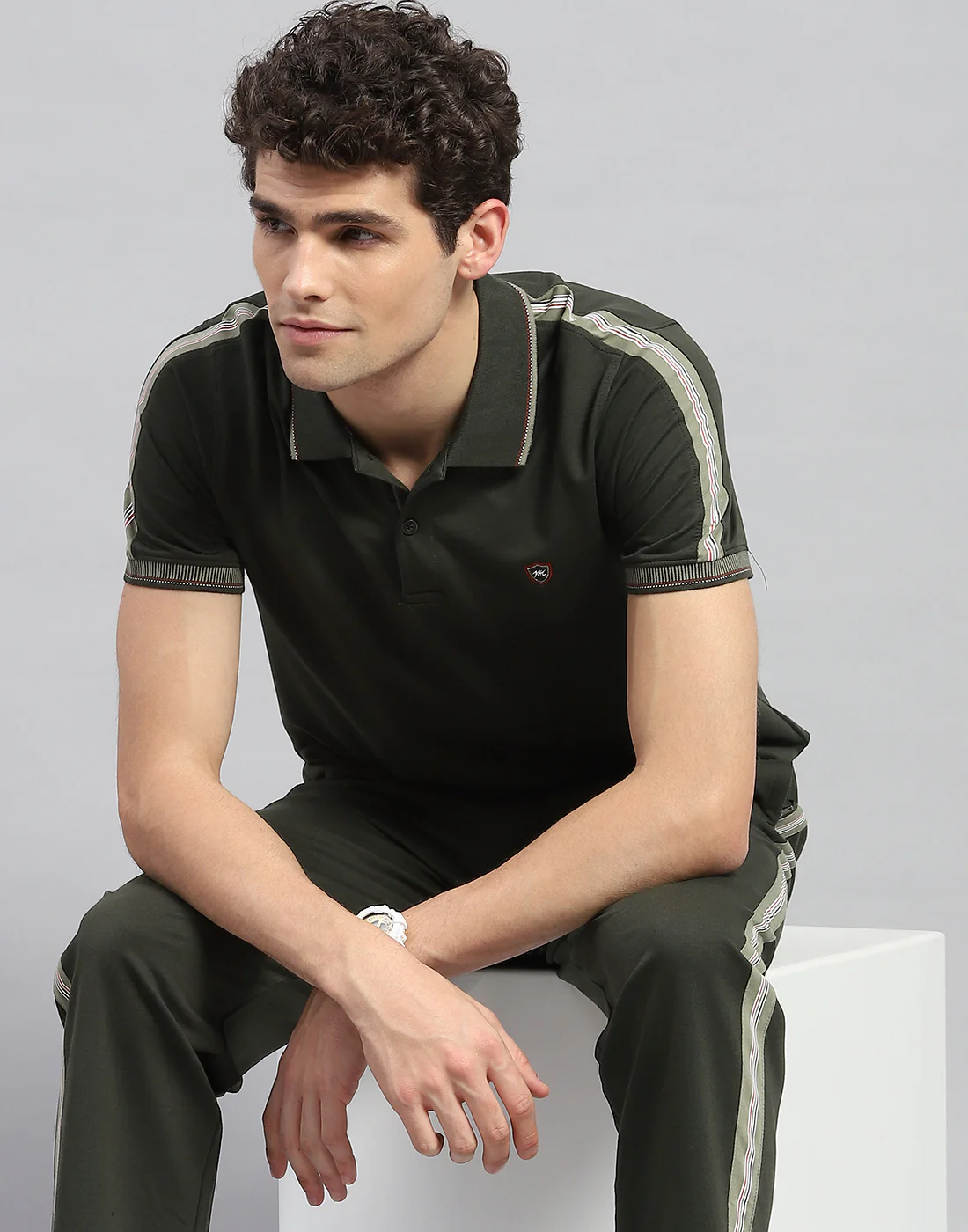 Men Olive Solid  Half Sleeve Lower Set - Image 6