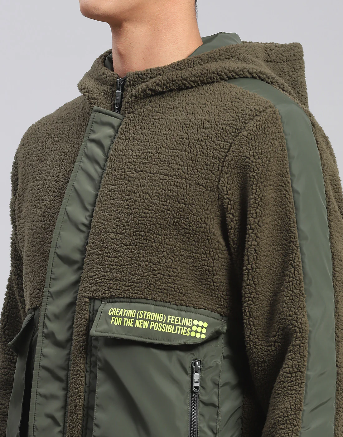Rock.it Men Olive Solid Hooded Full Sleeve Jacket - Image 7