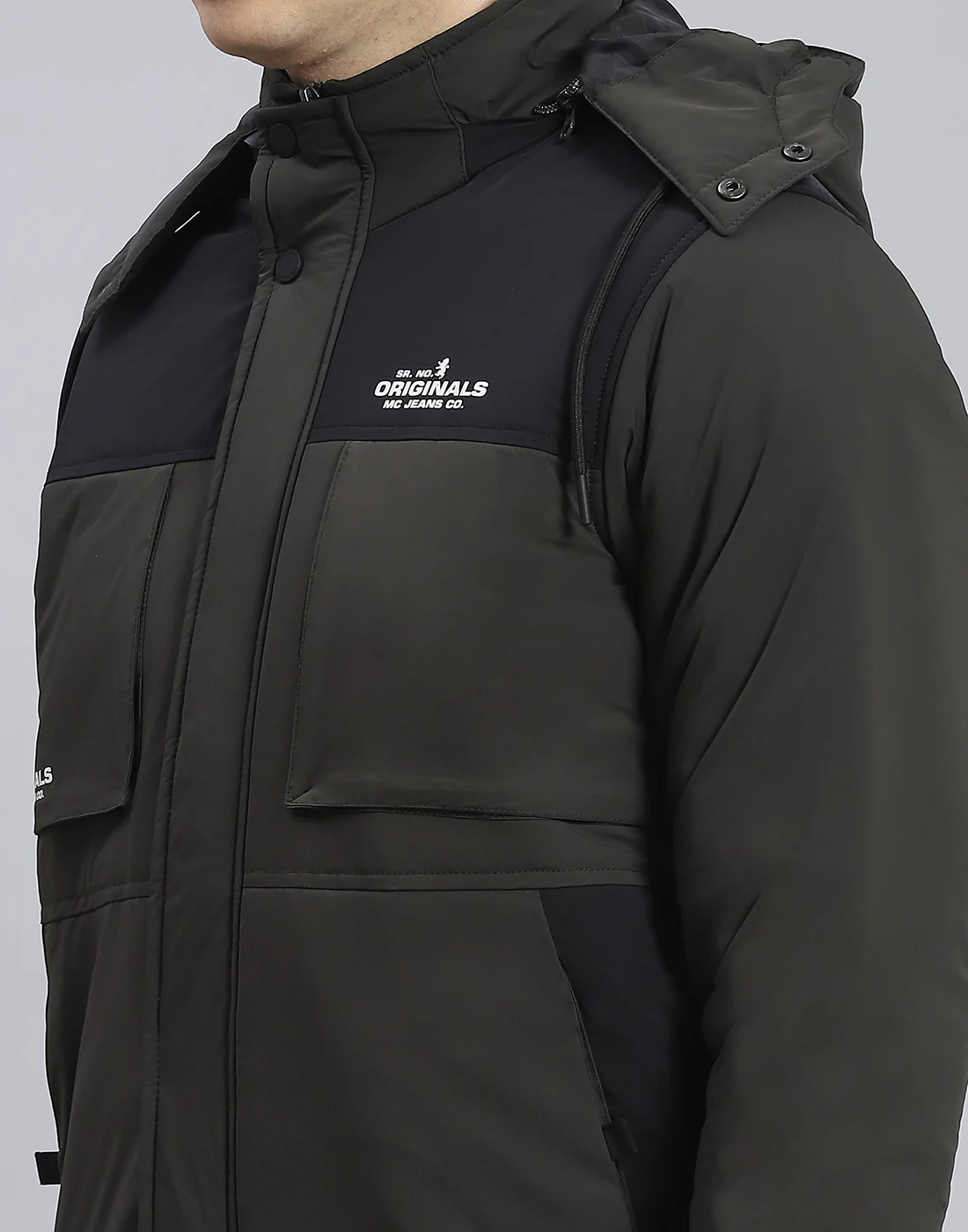 Men Olive Solid Hooded Full Sleeve Jacket - Image 6