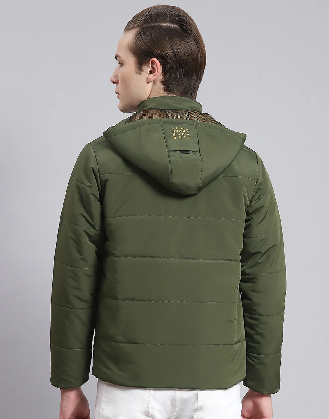 Men Olive Solid Hooded Full Sleeve Jacket - Image 5