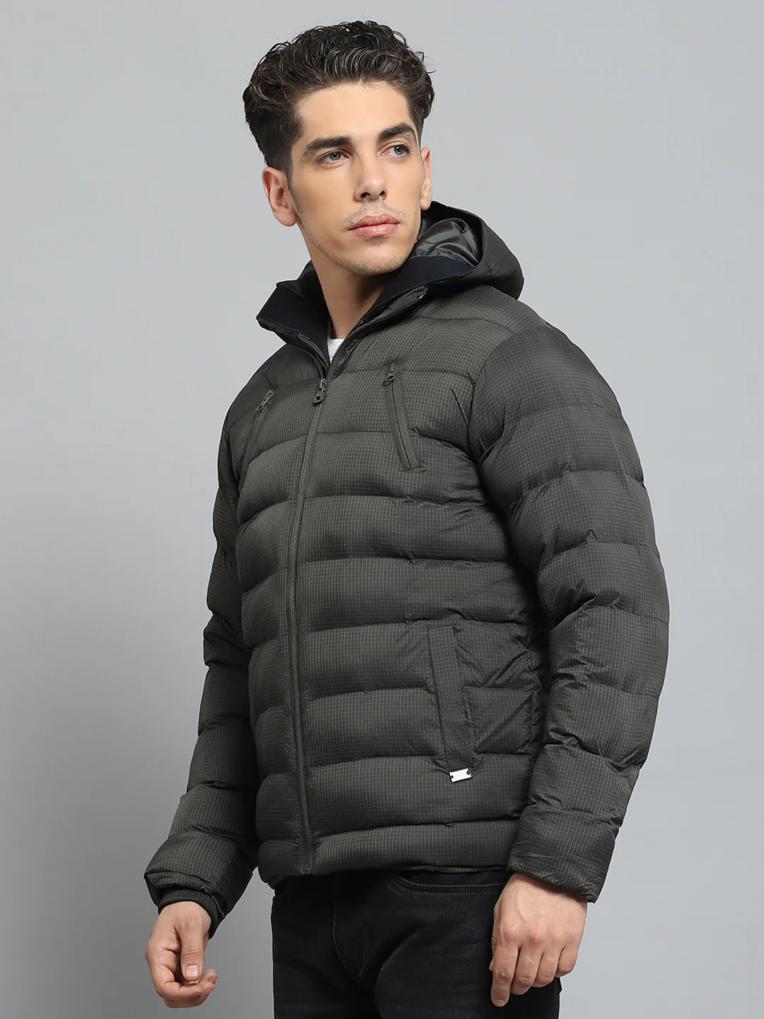 Men Olive Solid Hooded Full Sleeve Jacket - Image 3