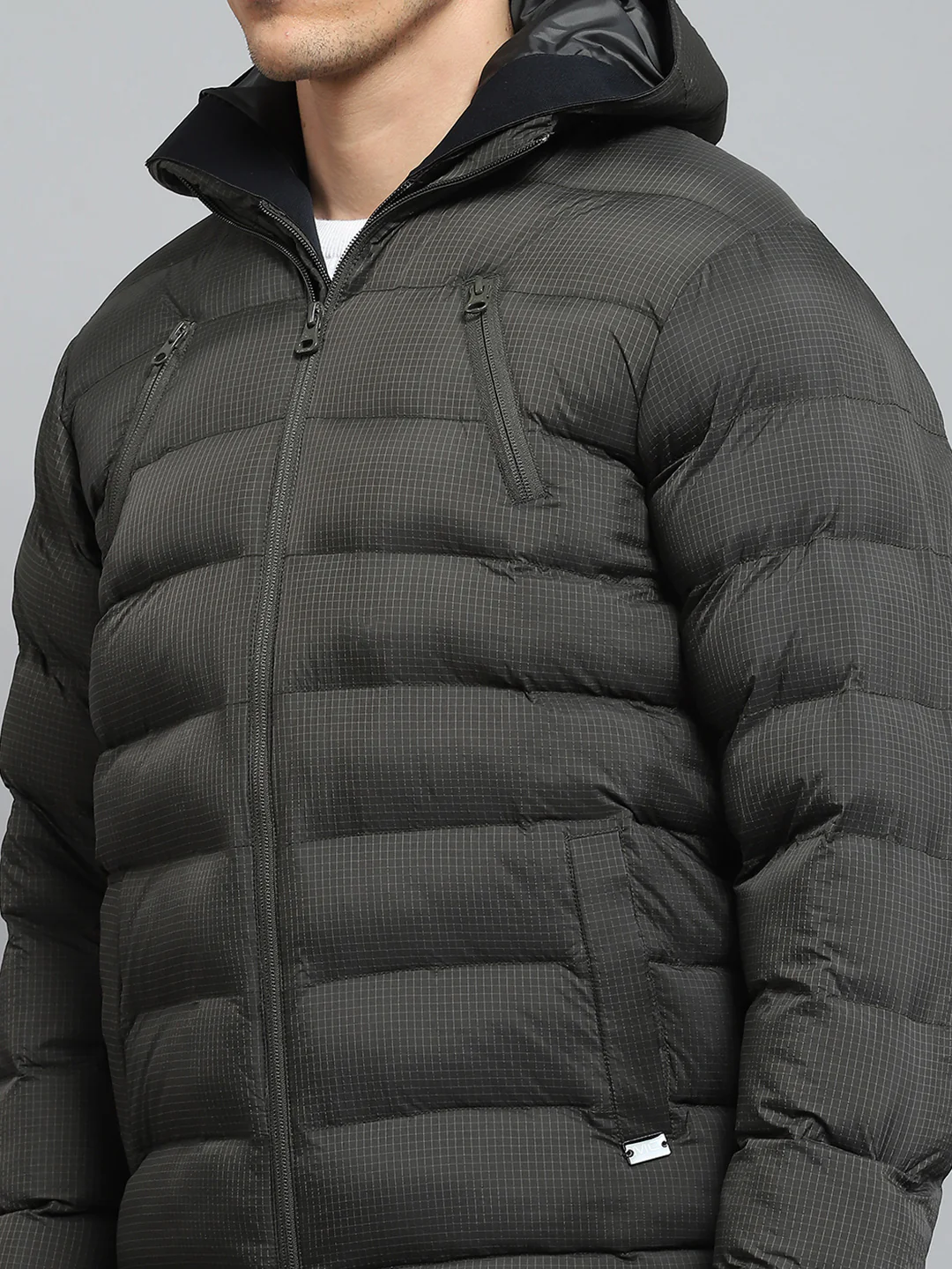 Men Olive Solid Hooded Full Sleeve Jacket - Image 7