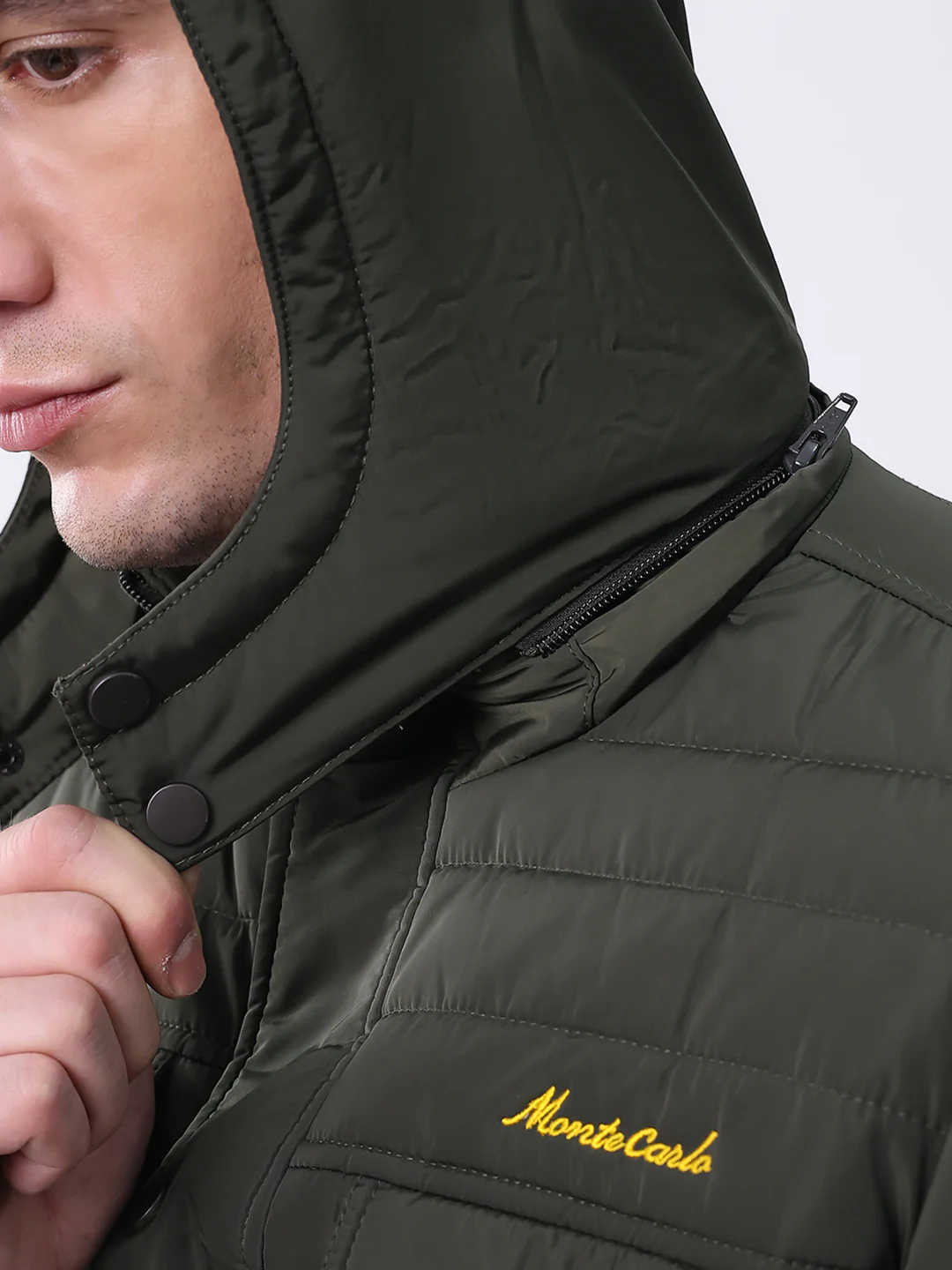 Men Olive Solid Hooded Full Sleeve Jacket - Image 7