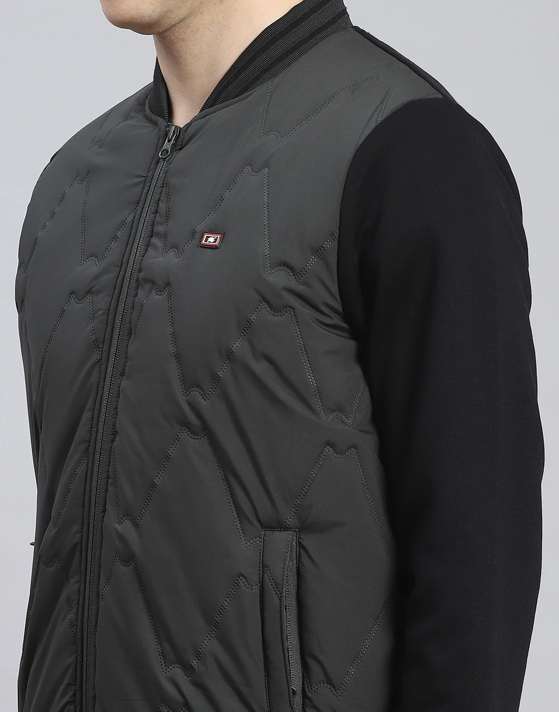 Men Olive Solid Mandarin Collar Full Sleeve Sweatshirt - Image 6
