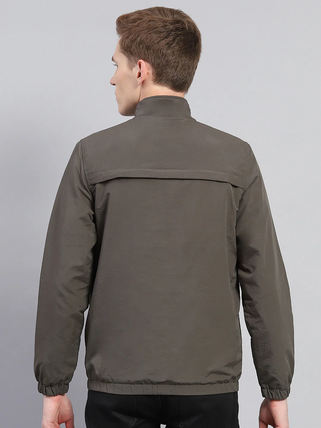 Rock.it Men Olive Solid Mock Neck Full Sleeve Jacket - Image 4