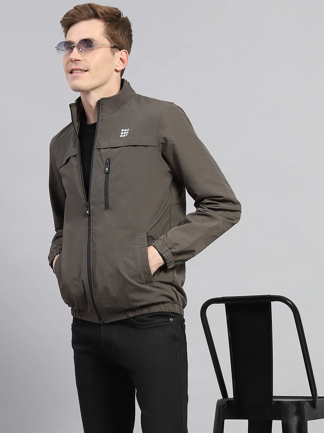 Rock.it Men Olive Solid Mock Neck Full Sleeve Jacket - Image 6