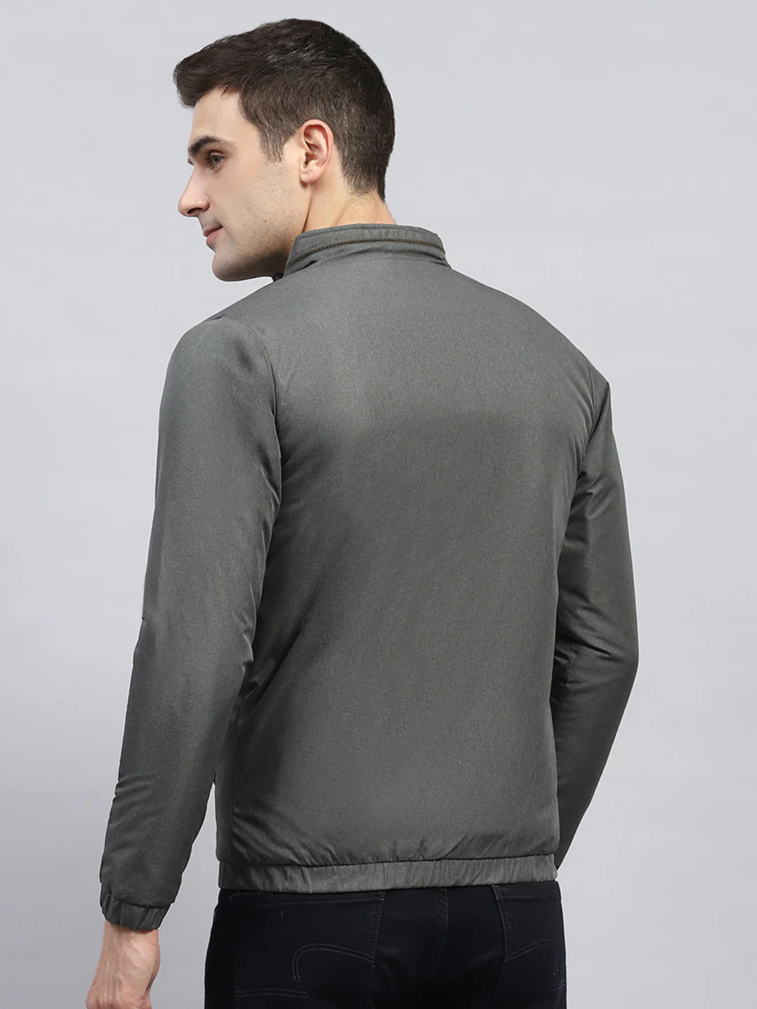 Rock.it Men Olive Solid Mock Neck Full Sleeve Jacket - Image 5