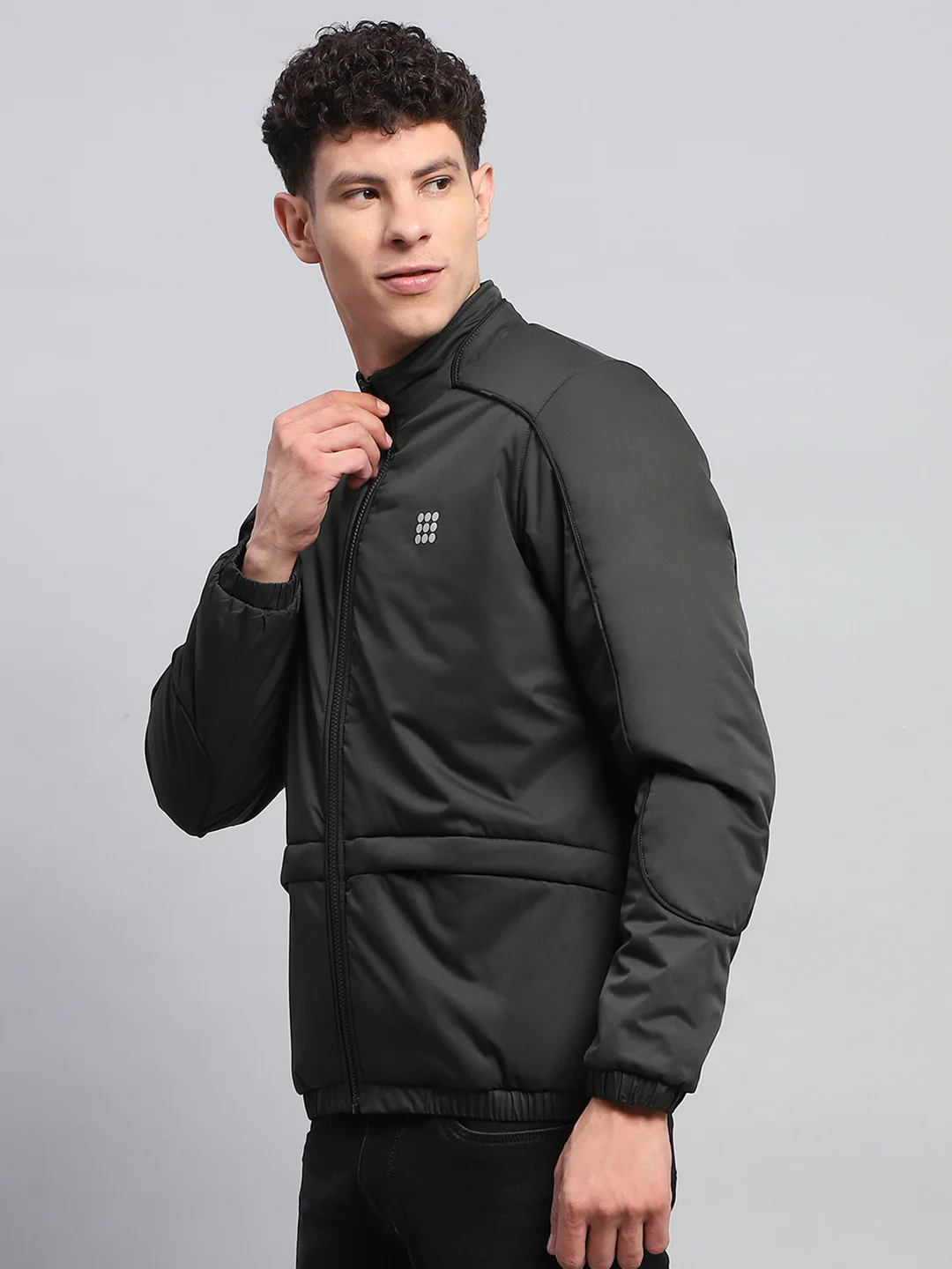 Rock.it Men Olive Solid Mock Neck Full Sleeve Jacket - Image 3