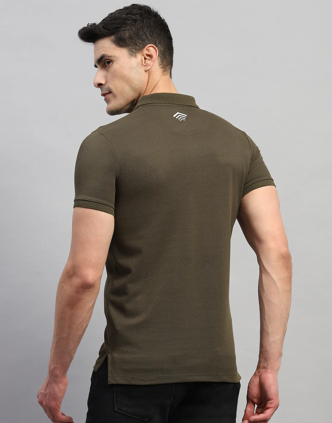 Rock.it Men Olive Solid Polo Collar Half Sleeve T-Shirt - Image 5