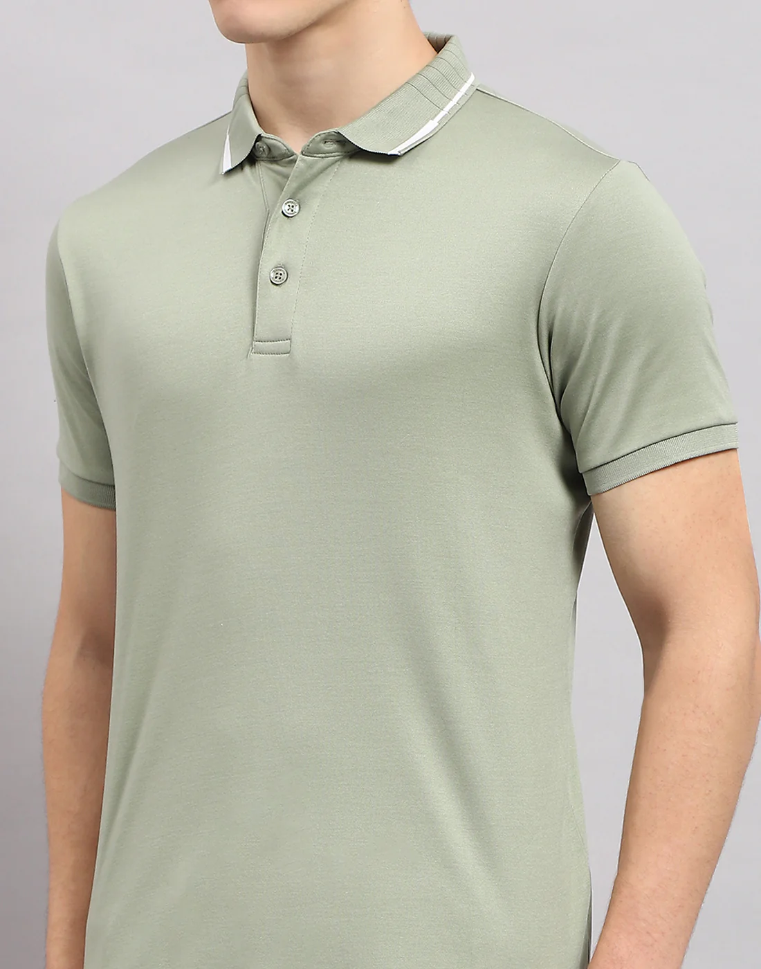 Men Olive Solid Polo Collar Half Sleeve T-Shirt - Image 6