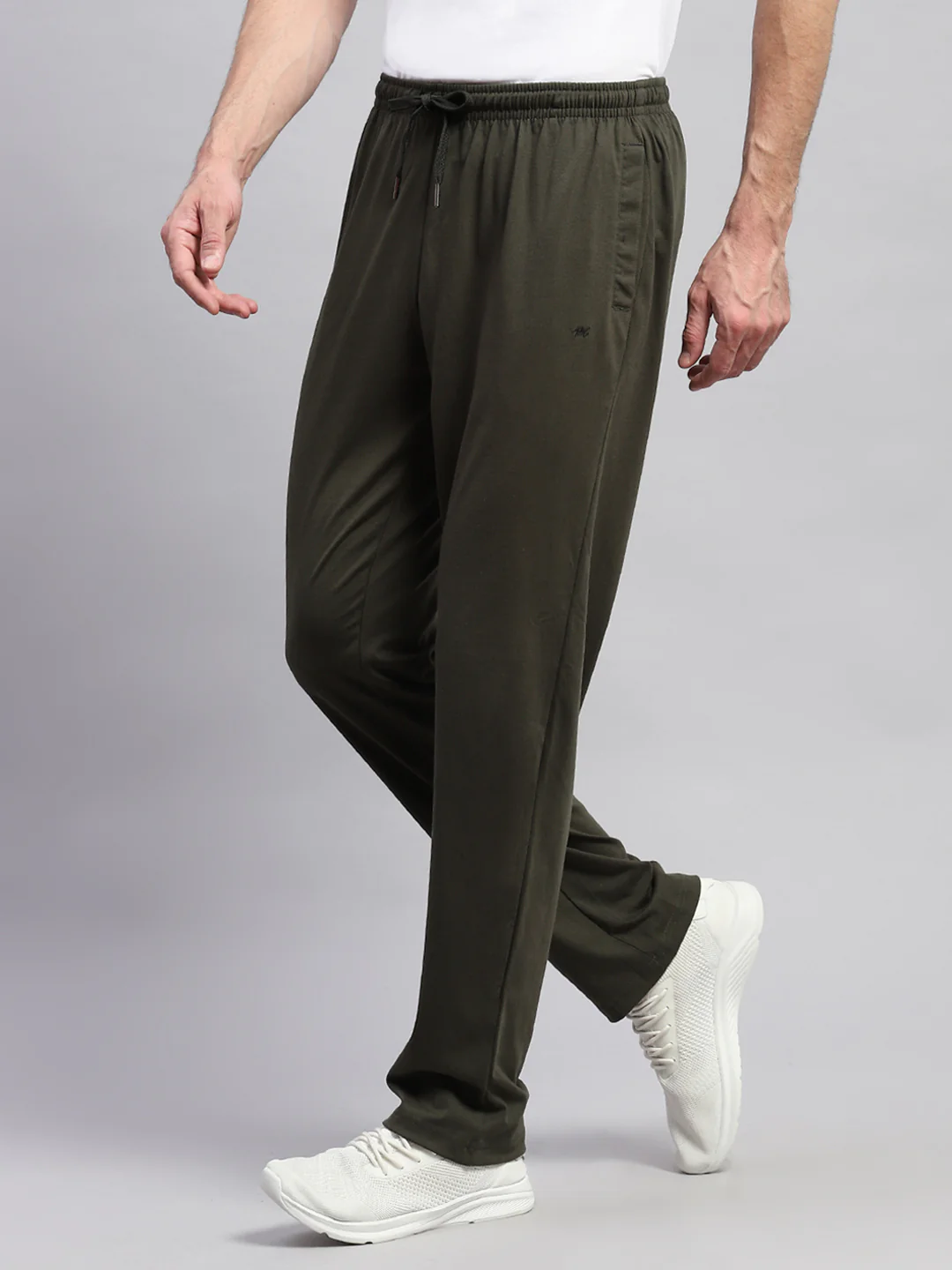 Men Olive Solid Regular Fit Lower - Image 3
