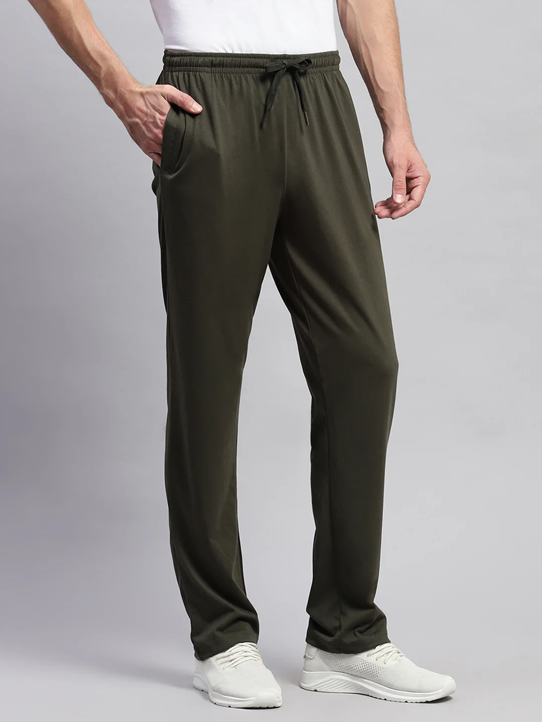 Men Olive Solid Regular Fit Lower - Image 4