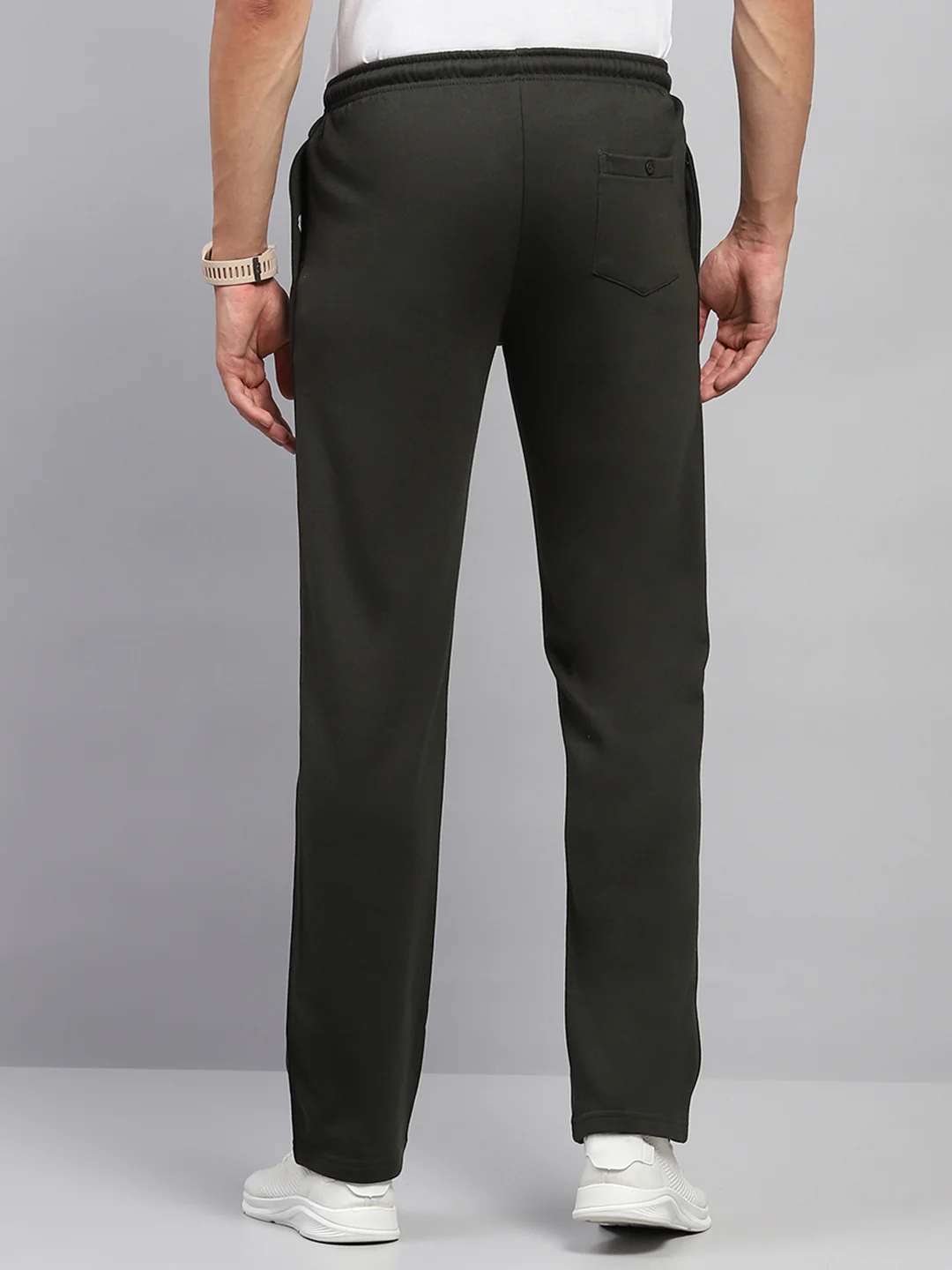 Men Olive Solid Regular Fit Lower - Image 5