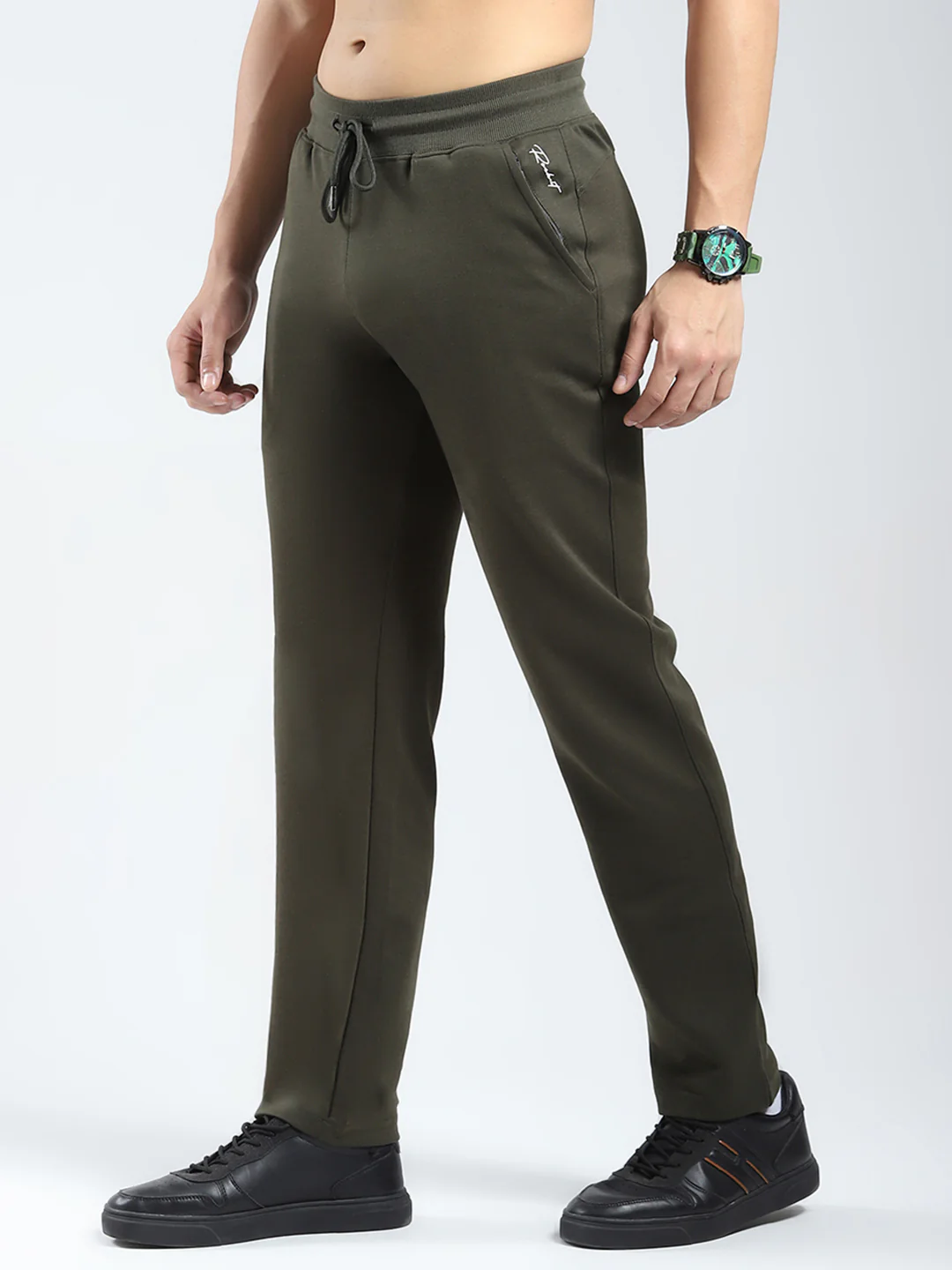 Rock.it Men Olive Solid Regular Fit Lower - Image 3