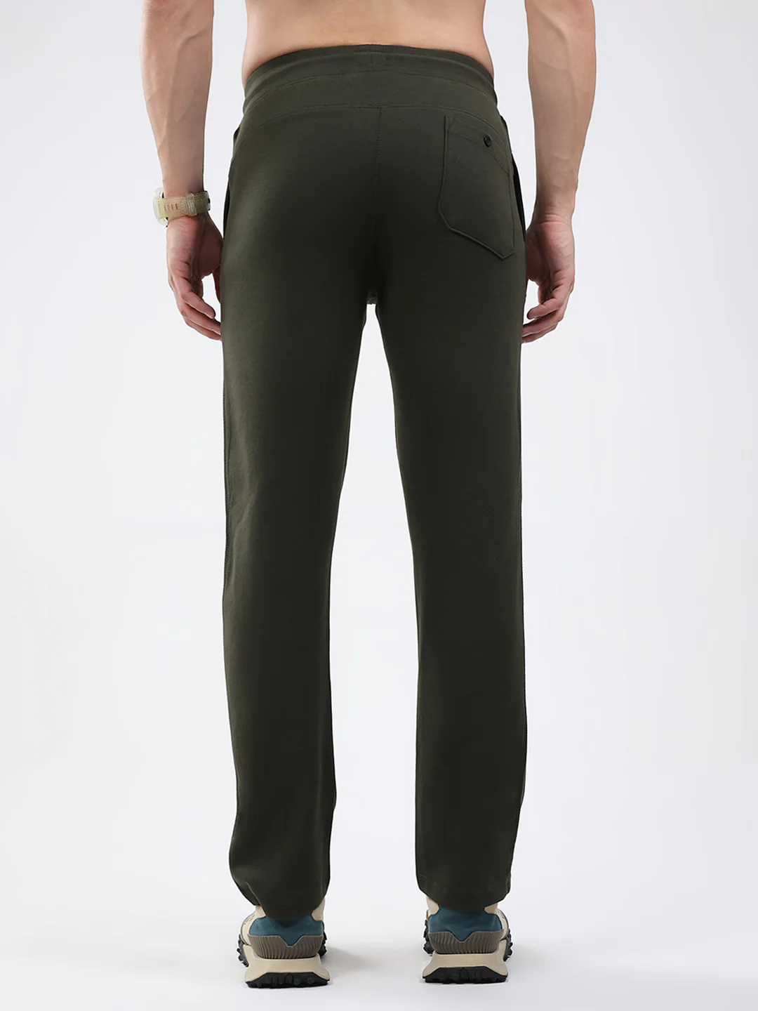 Men Olive Solid Regular Fit Lower - Image 5