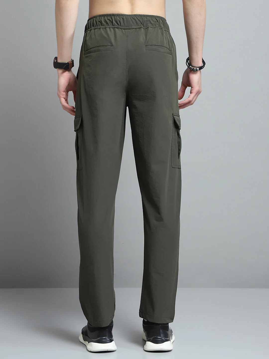 Men Olive Solid Regular Fit Lower - Image 5
