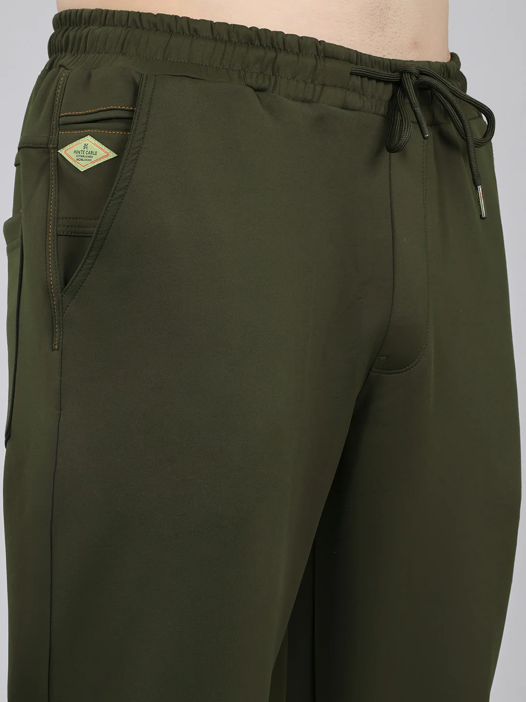 Men Olive Solid Regular Fit Lower - Image 4