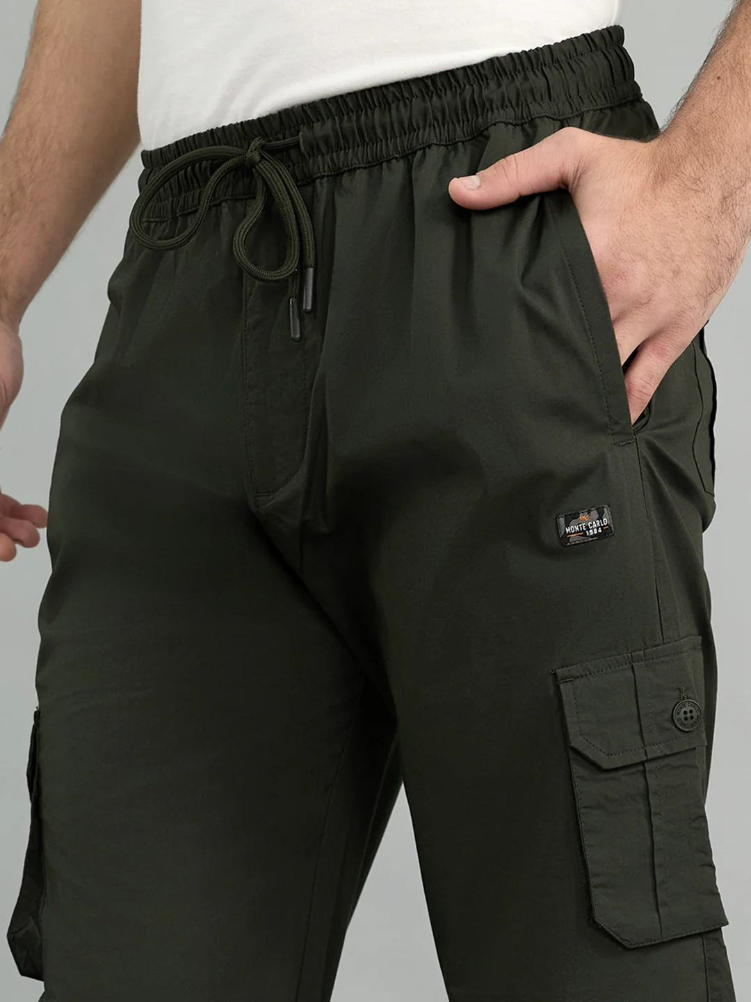Men Olive Solid Regular Fit Lower - Image 5