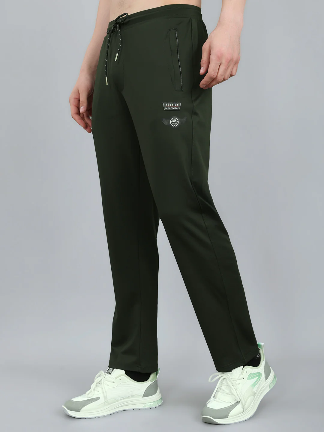 Men Olive Solid Regular Fit Lower - Image 2