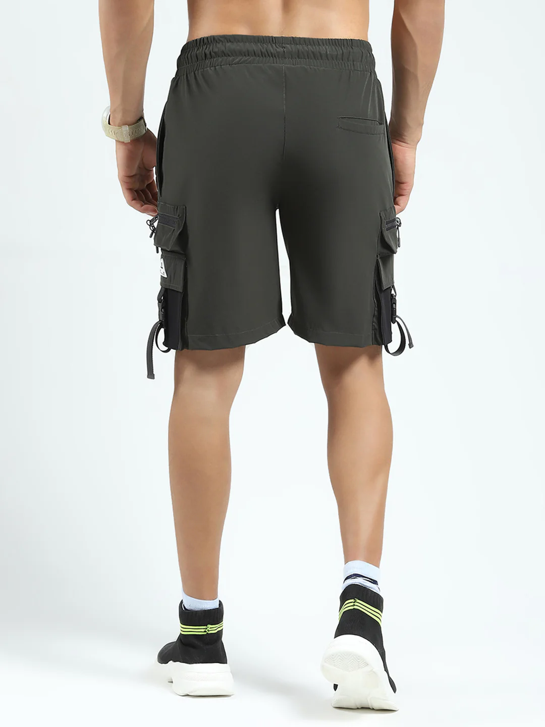 Rock.it Men Olive Solid Regular Fit Shorts - Image 5