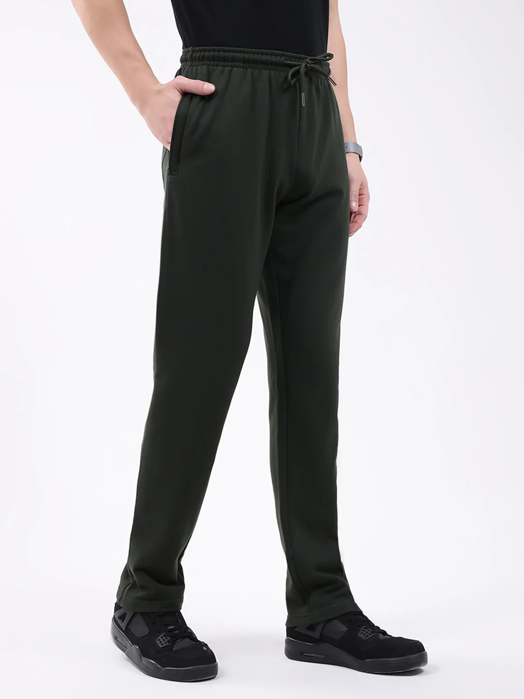 Men Olive Solid Regular Fit Winter Lower - Image 4
