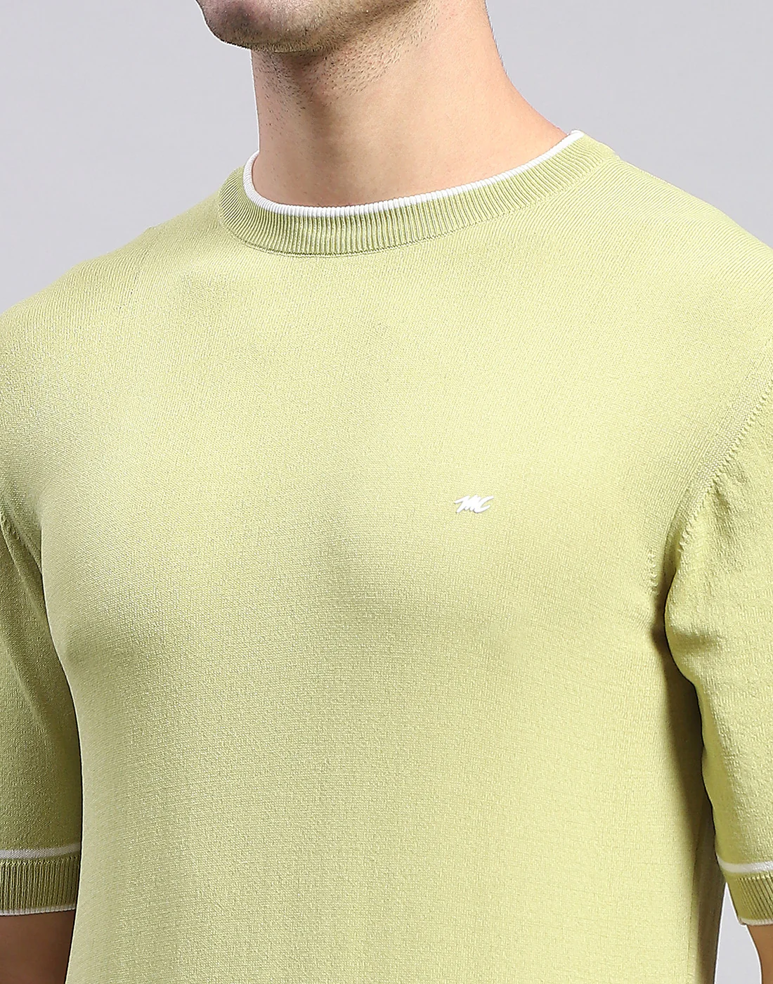 Men Olive Solid Round Neck Half Sleeve T-Shirt - Image 6