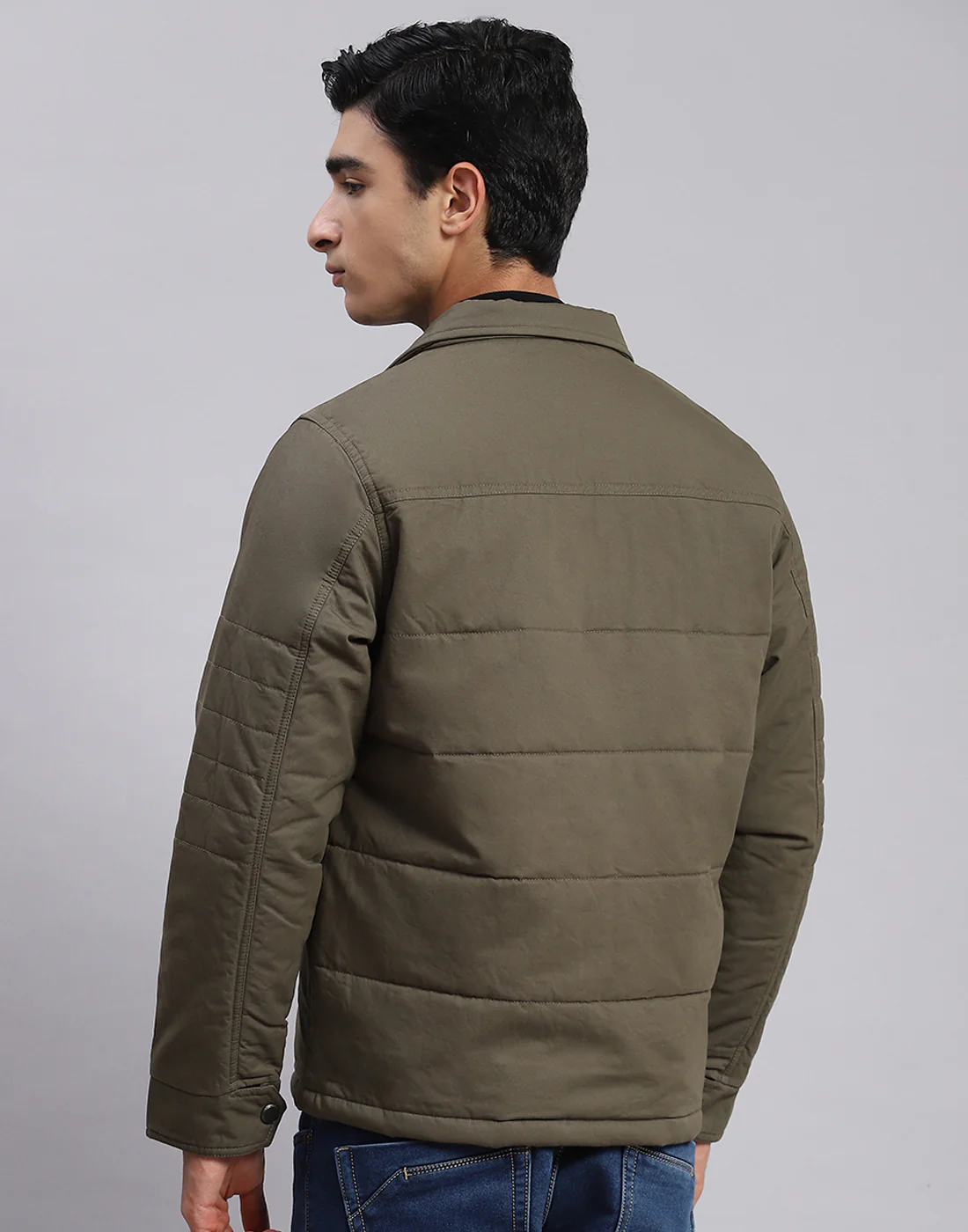 Men Olive Solid Spread Collar Full Sleeve Jackets - Image 5