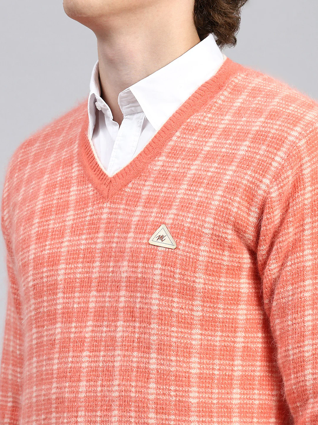 Men Orange Jaquard Pullover - Image 6