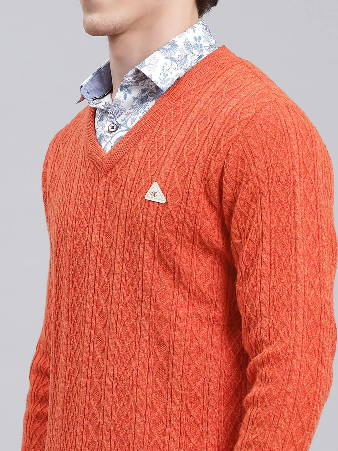 Men Orange Self Design Wool blend Pullover - Image 6