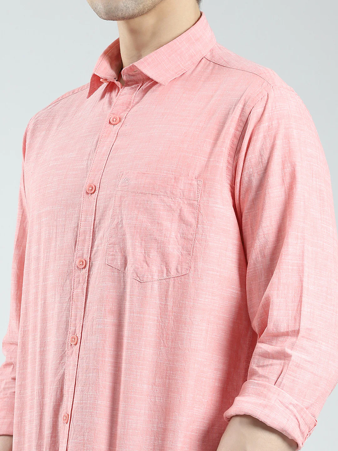 Men Orange Solid Collar Full Sleeve Shirt - Image 7