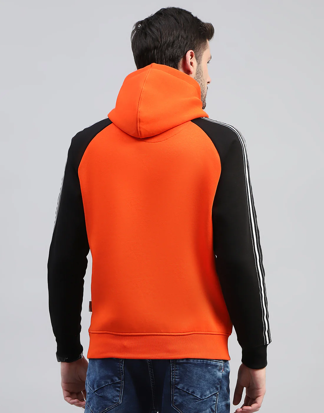 Rock.it Men Orange Solid Hooded Full Sleeve Sweatshirt - Image 5