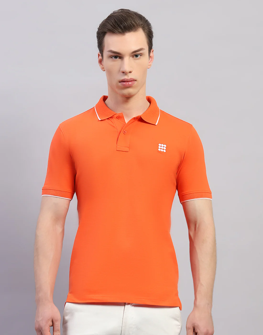 Rock.it Men Orange Solid Polo Collar Half Sleeve T-Shirt - Image 2